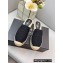Prada Linen Logo Embroidered Espadrilles Slippers Black 2022