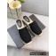 Prada Linen Logo Embroidered Espadrilles Slippers Black 2022