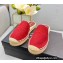 Prada Linen Logo Embroidered Espadrilles Slippers Red 2022