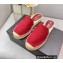 Prada Linen Logo Embroidered Espadrilles Slippers Red 2022