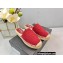 Prada Linen Logo Embroidered Espadrilles Slippers Red 2022
