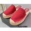 Prada Linen Logo Embroidered Espadrilles Slippers Red 2022