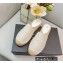 Prada Linen Logo Embroidered Espadrilles Slippers White 2022