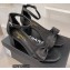 Chanel CC Logo and Bow Sandals Black 2022