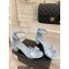 Chanel CC Logo and Bow Sandals Light Blue 2022