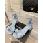 Chanel CC Logo and Bow Sandals Light Blue 2022