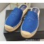 Prada Linen Logo Embroidered Espadrilles Slippers Blue 2022