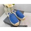 Prada Linen Logo Embroidered Espadrilles Slippers Blue 2022