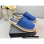 Prada Linen Logo Embroidered Espadrilles Slippers Blue 2022