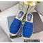 Prada Linen Logo Embroidered Espadrilles Slippers Blue 2022