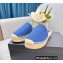 Prada Linen Logo Embroidered Espadrilles Slippers Blue 2022