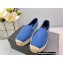Prada Linen Logo Embroidered Espadrilles Blue 2022