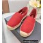 Prada Linen Logo Embroidered Espadrilles Red 2022