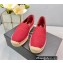 Prada Linen Logo Embroidered Espadrilles Red 2022