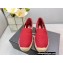 Prada Linen Logo Embroidered Espadrilles Red 2022