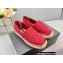 Prada Linen Logo Embroidered Espadrilles Red 2022