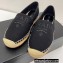 Prada Linen Logo Embroidered Espadrilles Black 2022