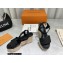 Louis Vuitton Perforated Calf Leather Starboard Wedge Espadrilles Sandals Black 2022