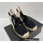 Prada Linen Logo Embroidered Platform 8cm Wedge Espadrilles Black 2022