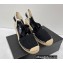 Prada Linen Logo Embroidered Platform 8cm Wedge Espadrilles Black 2022