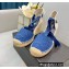 Prada Linen Logo Embroidered Platform 8cm Wedge Espadrilles Blue 2022