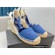 Prada Linen Logo Embroidered Platform 8cm Wedge Espadrilles Blue 2022