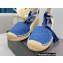 Prada Linen Logo Embroidered Platform 8cm Wedge Espadrilles Blue 2022