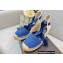 Prada Linen Logo Embroidered Platform 8cm Wedge Espadrilles Blue 2022