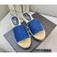 Prada Linen Logo Embroidered Espadrilles Slides Blue 2022