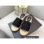 Prada Linen Logo Embroidered Espadrilles Slides Black 2022