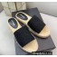 Prada Linen Logo Embroidered Espadrilles Slides Black 2022