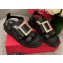 Roger Vivier Viv' Rangers Strass Buckle Sandals in Leather Black 2022