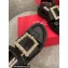 Roger Vivier Viv' Rangers Strass Buckle Sandals in Leather Black 2022