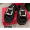 Roger Vivier Viv' Winter Puffy Strass Buckle Sandals Black 2022