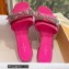 Louis Vuitton Crystal Bow Diva Flat Mules Embroidered Satin Fuchsia 2022