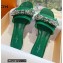 Louis Vuitton Crystal Bow Diva Flat Mules Embroidered Satin Green 2022