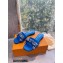 Louis Vuitton Crystal Bow Diva Flat Mules Embroidered Satin Blue 2022