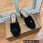 Loro Piana Heel 8cm Suede Goatskin Summer Charms Sandals Black