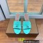 Loro Piana Heel 8cm Suede Goatskin Summer Charms Sandals Turquoise Green