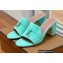 Loro Piana Heel 8cm Suede Goatskin Summer Charms Sandals Turquoise Green