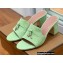 Loro Piana Heel 8cm Suede Goatskin Summer Charms Sandals Light Green