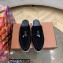 Loro Piana Suede Calfskin Babouche Charms Walk Loafers Black
