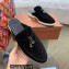 Loro Piana Suede Calfskin Babouche Charms Walk Loafers Black