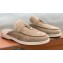 Loro Piana Suede Calfskin Babouche Charms Walk Loafers Camel