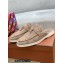 Loro Piana Suede Calfskin Babouche Charms Walk Loafers Camel
