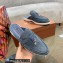 Loro Piana Suede Calfskin Babouche Charms Walk Loafers Gray