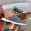 Loro Piana Suede Calfskin Babouche Charms Walk Loafers Gray