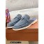 Loro Piana Suede Calfskin Babouche Charms Walk Loafers Gray