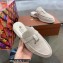 Loro Piana Suede Calfskin Babouche Charms Walk Loafers Powder Pearl