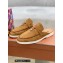 Loro Piana Suede Calfskin Babouche Charms Walk Loafers Brown
